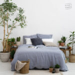 Dapple Grey Bed Set + Snow White Pillowcase + Dark Grey Cushion Cover + Natural Cushion Cover