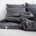 Dark Grey Linen Bed Set