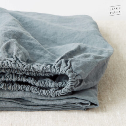 Blue Fog Linen Fitted Sheet