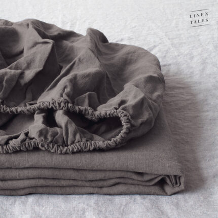 Dark Grey Linen Fitted Sheet