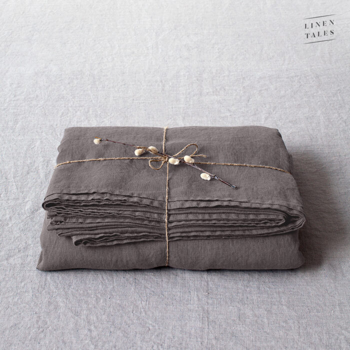 Dark Grey Linen Flat Sheet